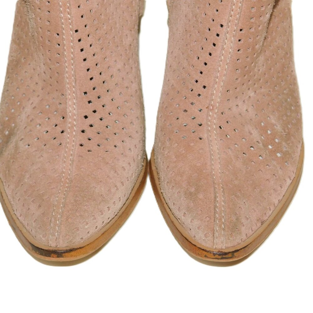 1. STATE Larocka Suede Stacked Block Heeled Perforated Ankle Booties Size 7 - Picture 3 of 9